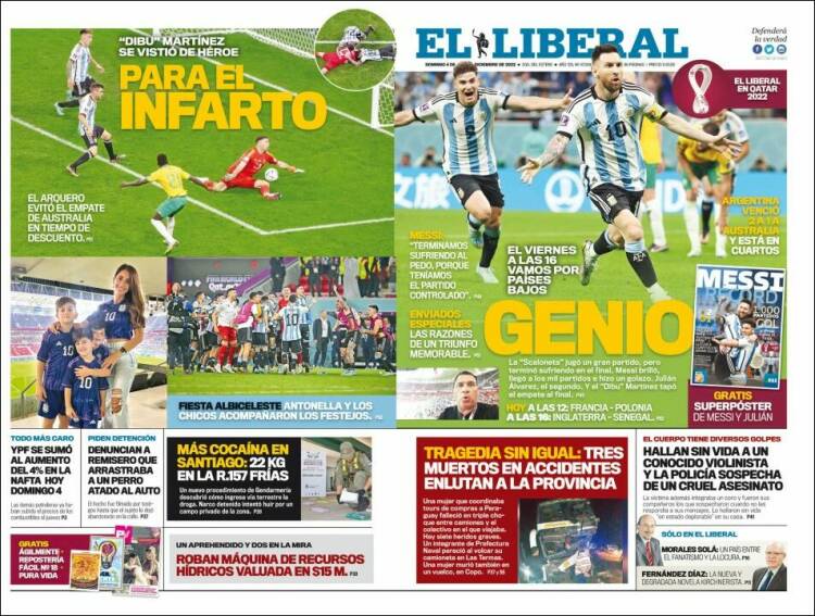 Portada de Diario El Liberal (Argentina)