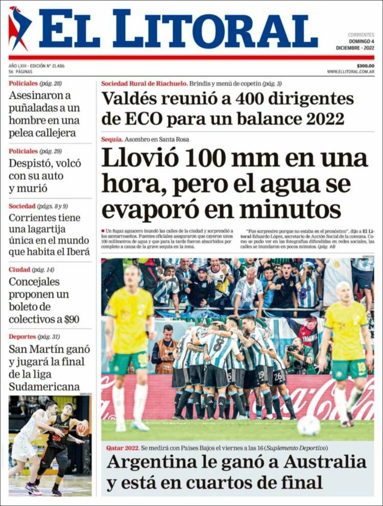 Portada de El Litoral Corrientes (Argentina)