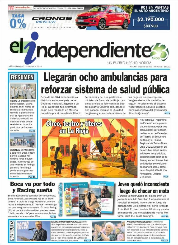 Portada de El Independiente (Argentina)