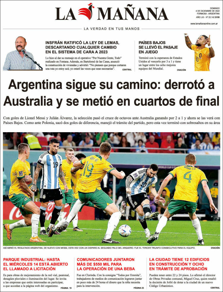 Portada de Diario La Mañana (Argentina)