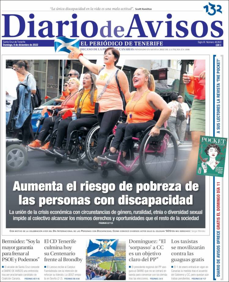 Portada de Diarios de Avisos (España)