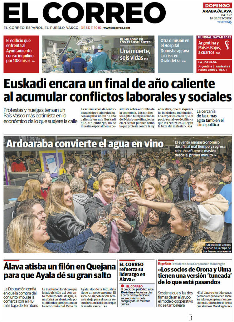 Portada de El Correo - Álava (España)