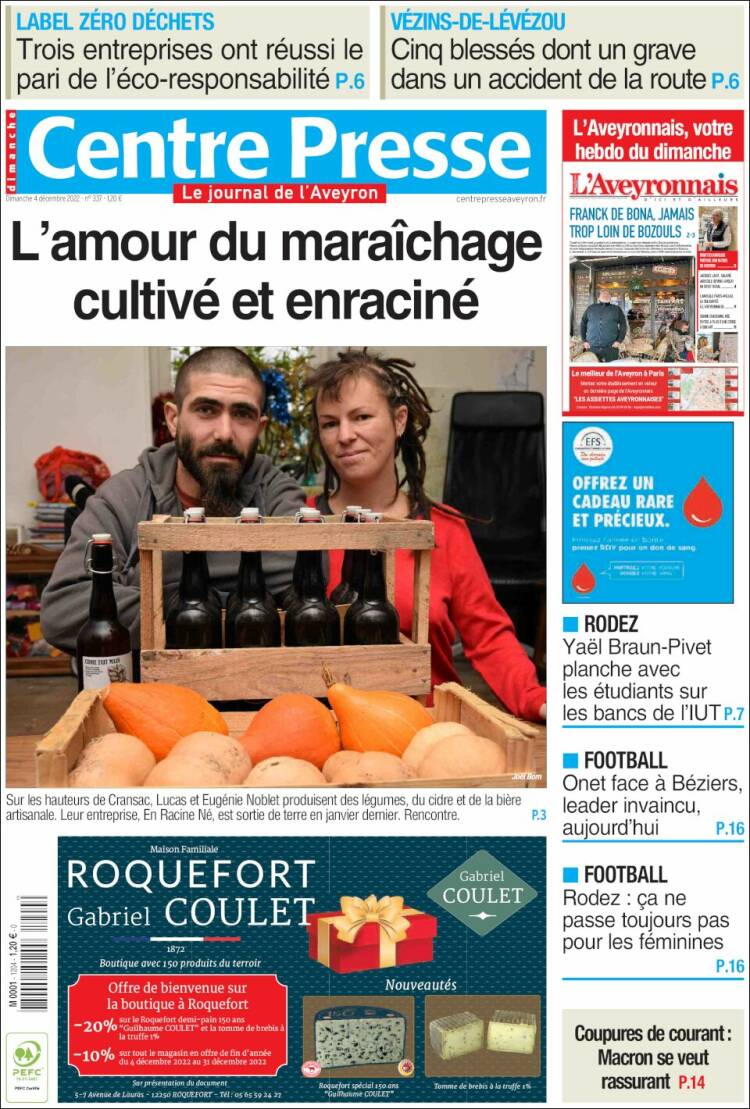 Portada de Centre Presse (France)