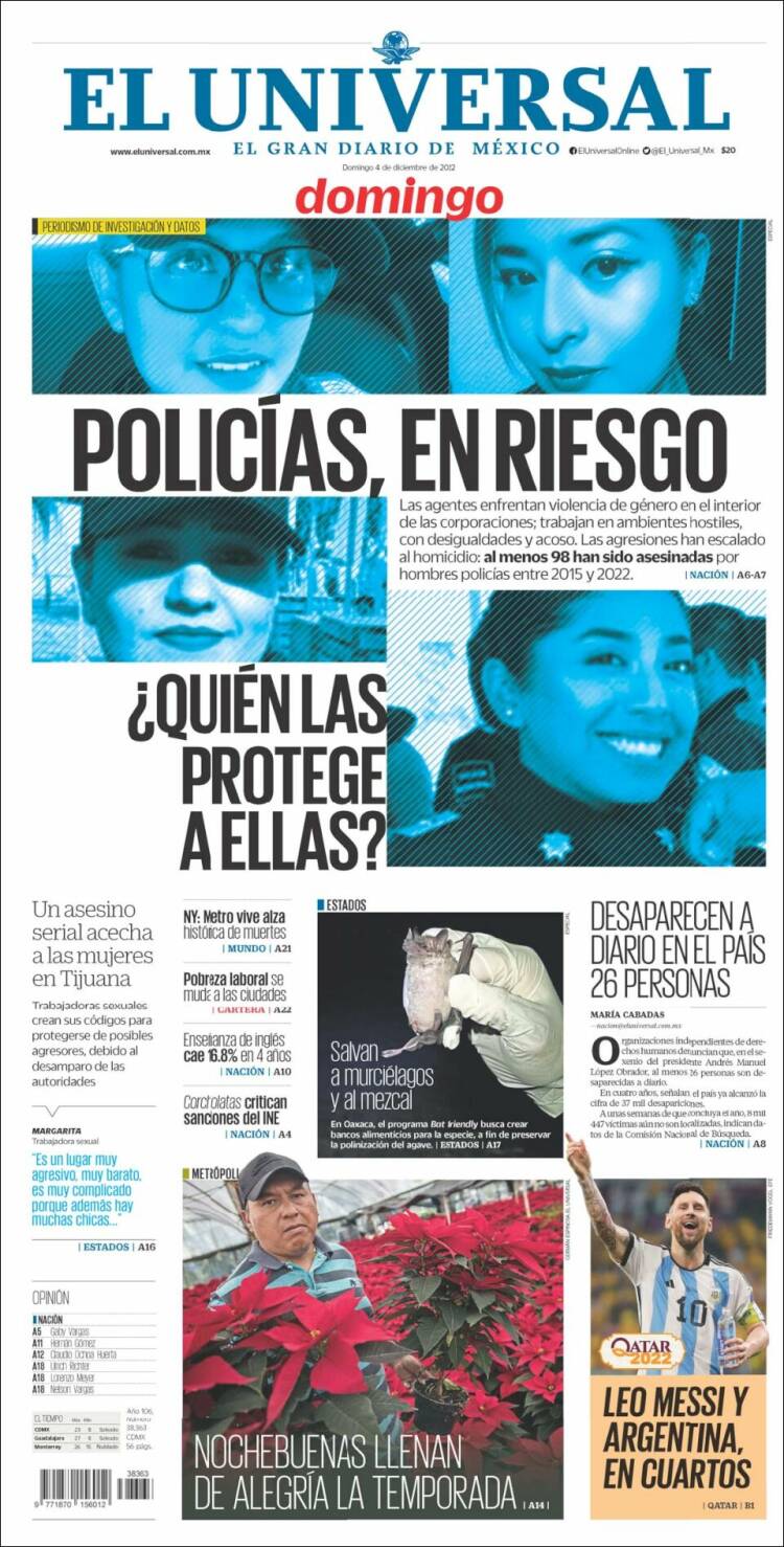 Portada de El Universal (Mexico)