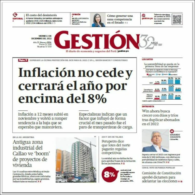 Portada de Diario Gestión (Peru)