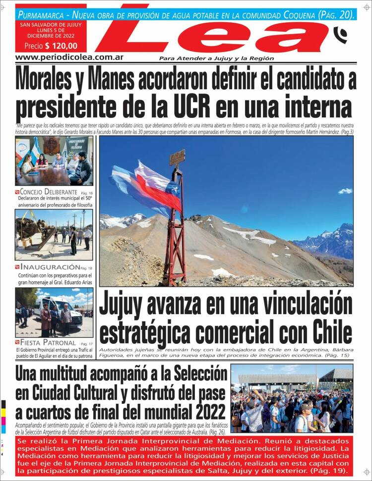 Portada de Periódico Lea (Argentina)