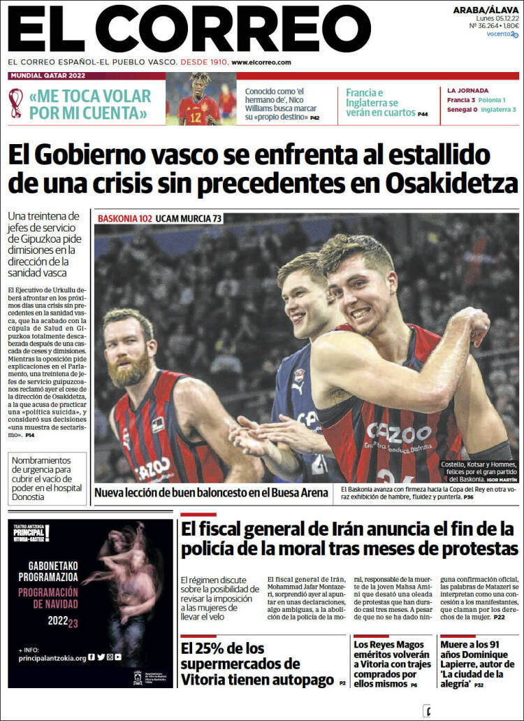 Portada de El Correo - Álava (España)