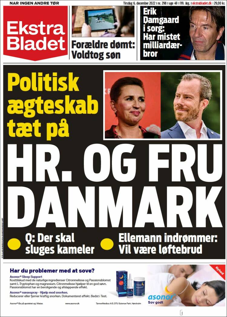 Newspaper Ekstra Bladet Denmark Newspapers In Denmark Tuesdays Edition December 6 Of 2022 