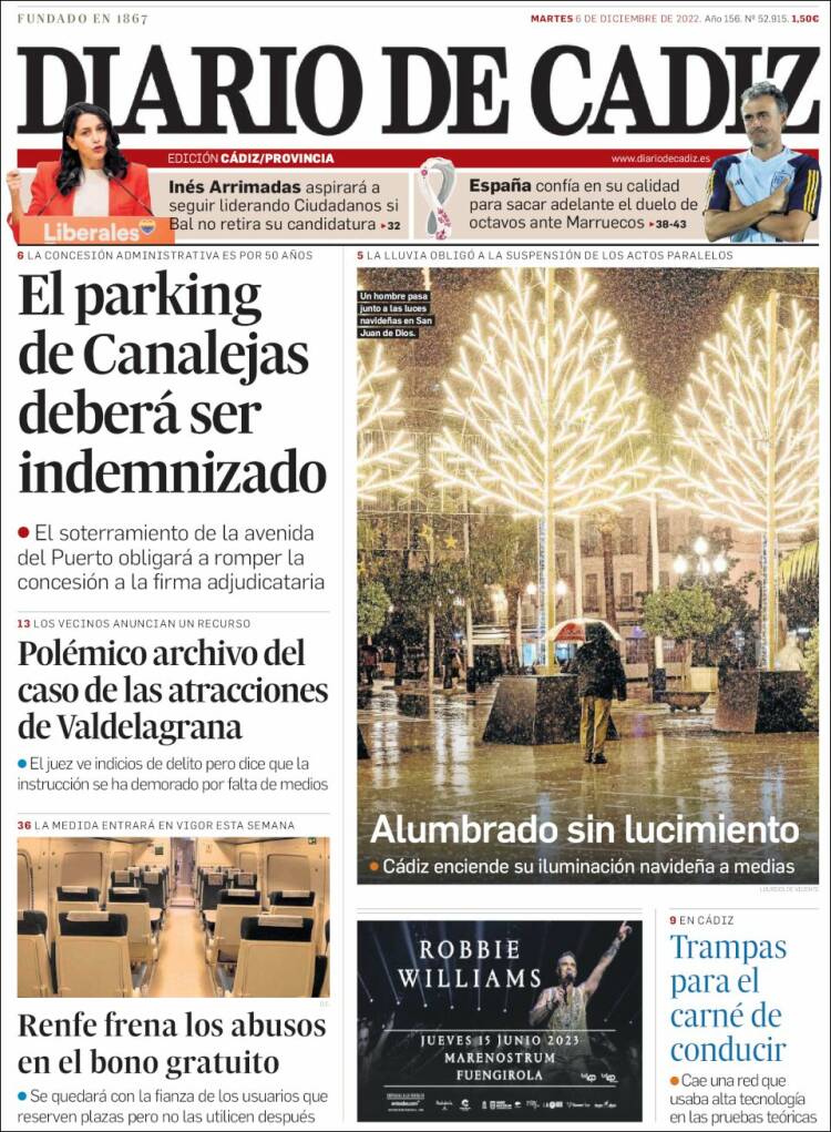 Portada de Diario de Cádiz (Spain)