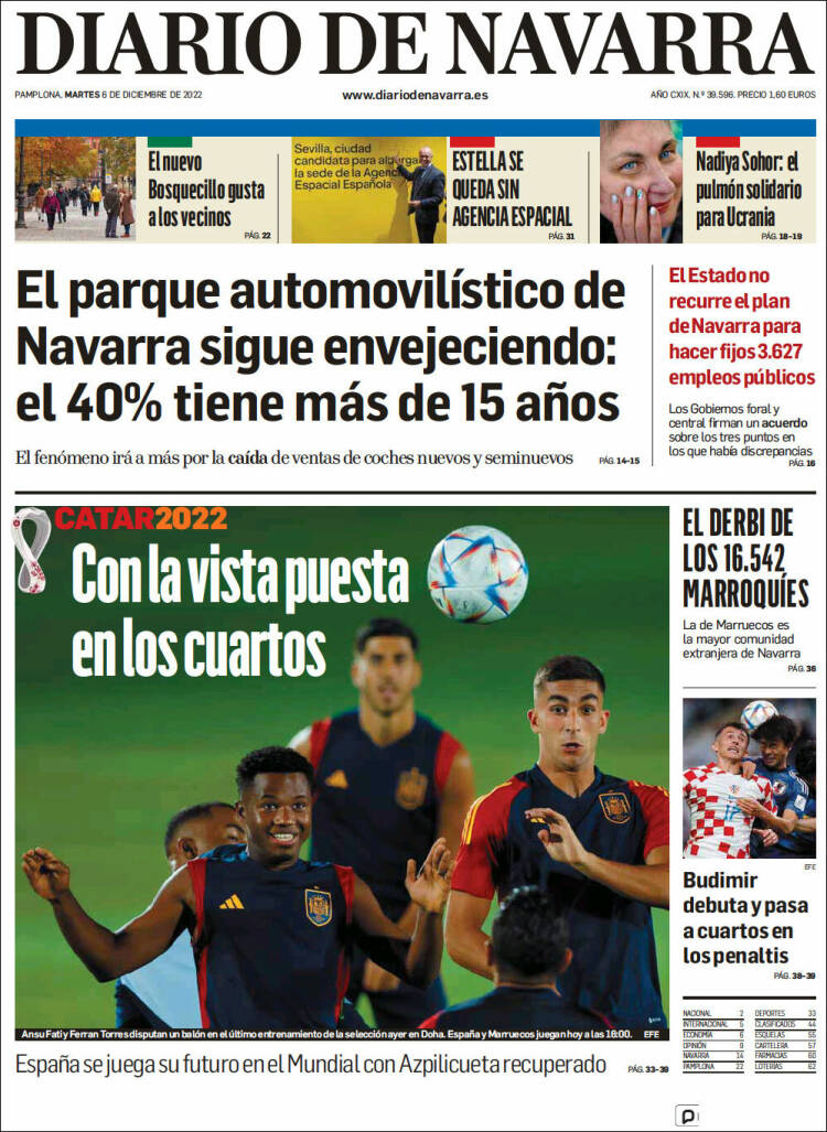 Portada de Diario de Navarra (Espagne)