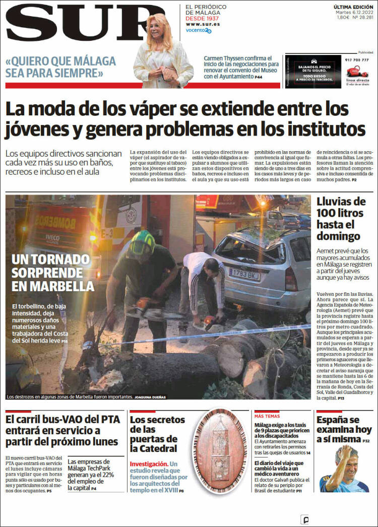 Portada de Diario el Sur (España)