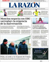 Portada de La Razón (España)