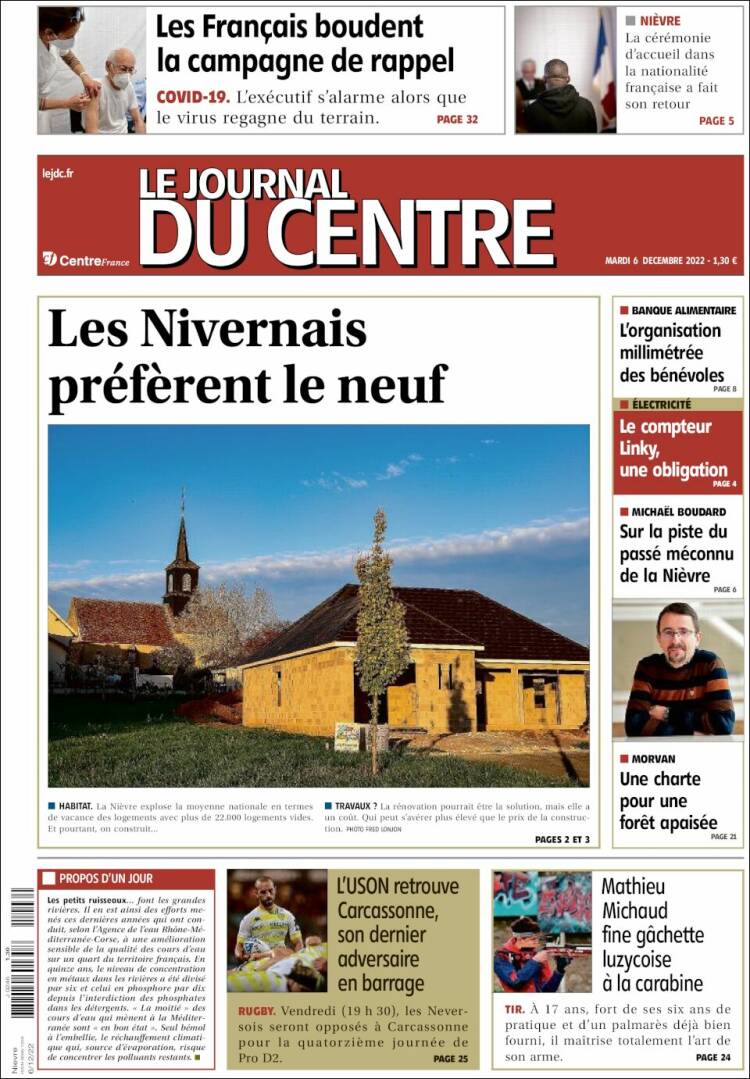 Portada de Le Journal du Centre (Francia)