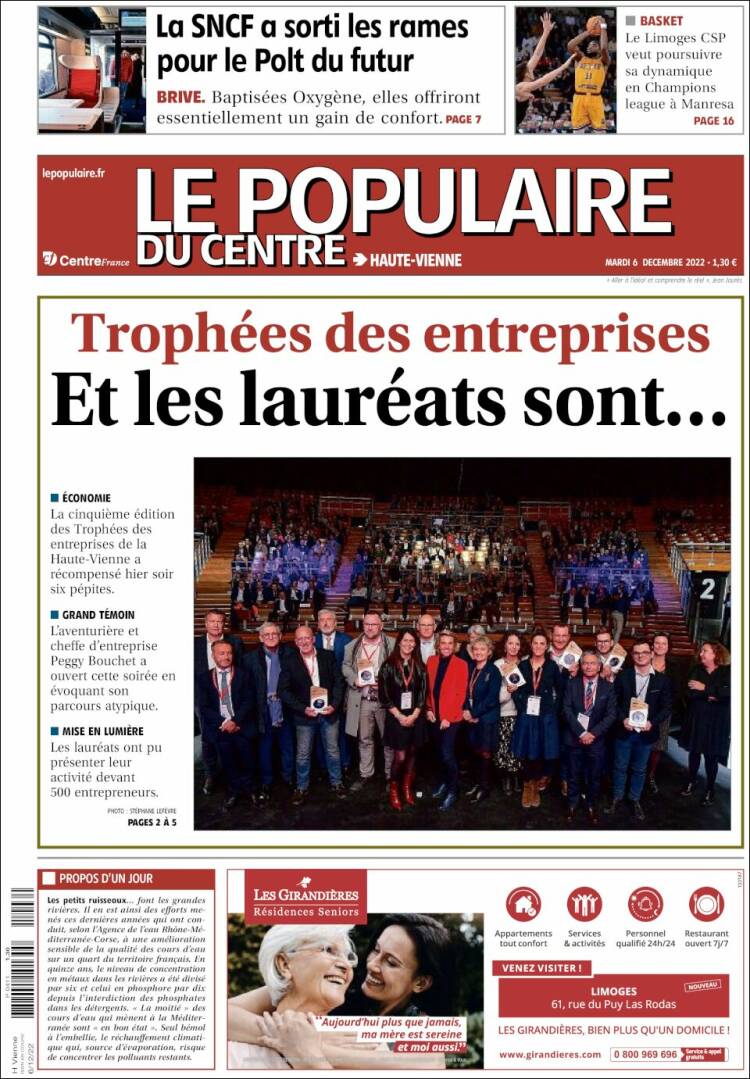 Portada de Le Populaire du Centre (Francia)