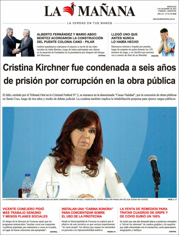 Portada de Diario La Mañana (Argentina)