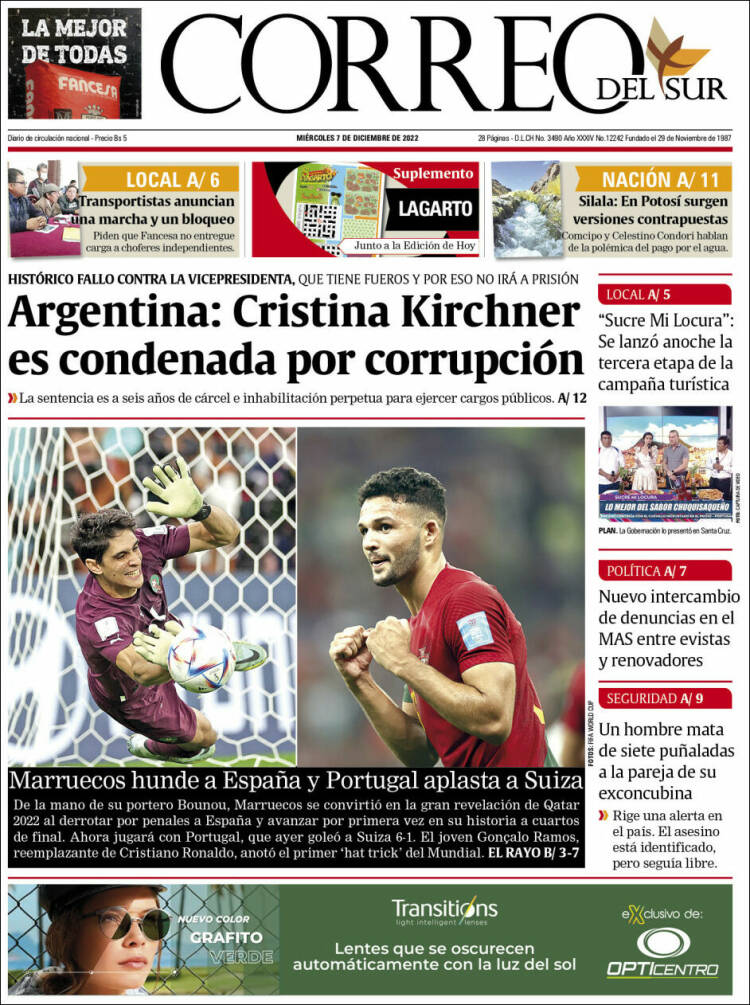 Portada de Correo Sur (Bolivia)