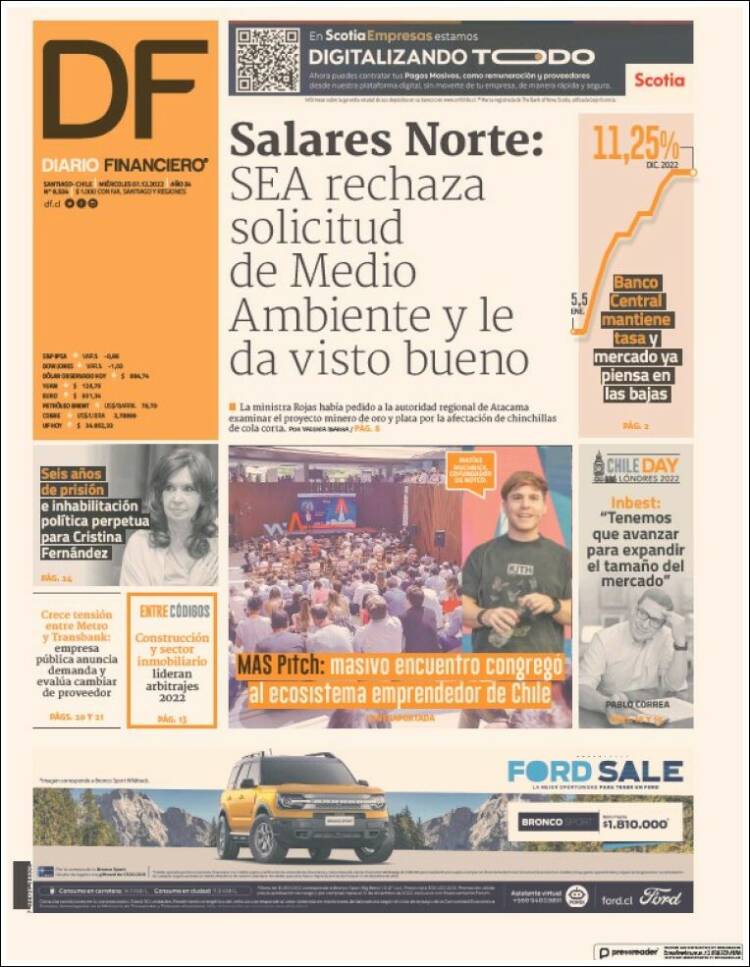 Portada de Diario Financiero (Chile)