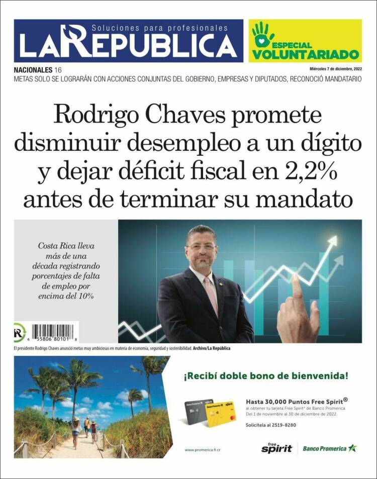 Portada de La República (Costa Rica)