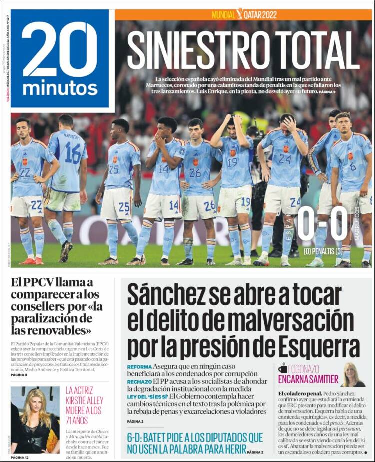 Portada de 20 Minutos - Valencia (Espa&ntilde;a)