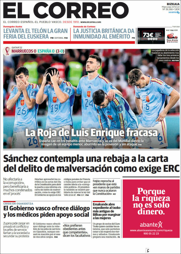 Portada de El Correo (Espa&ntilde;a)