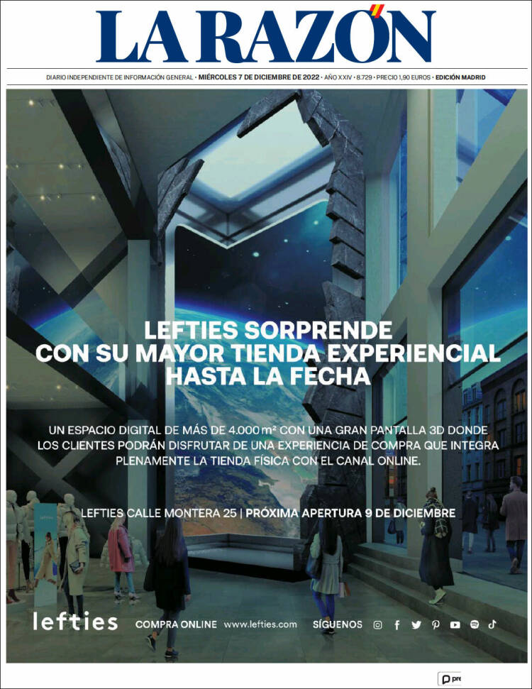 Portada de La Razón (Espa&ntilde;a)
