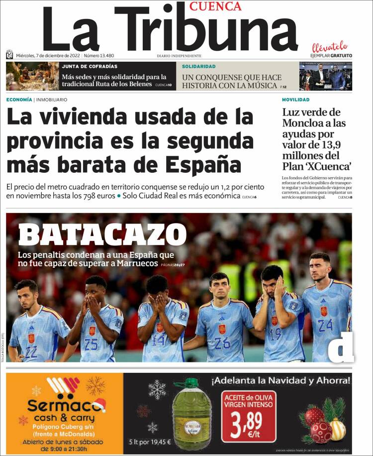 Portada de La Tribuna de Cuenca (Espa&ntilde;a)