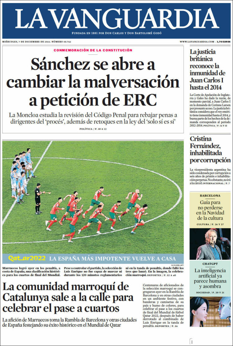 Portada de La Vanguardia (Espa&ntilde;a)