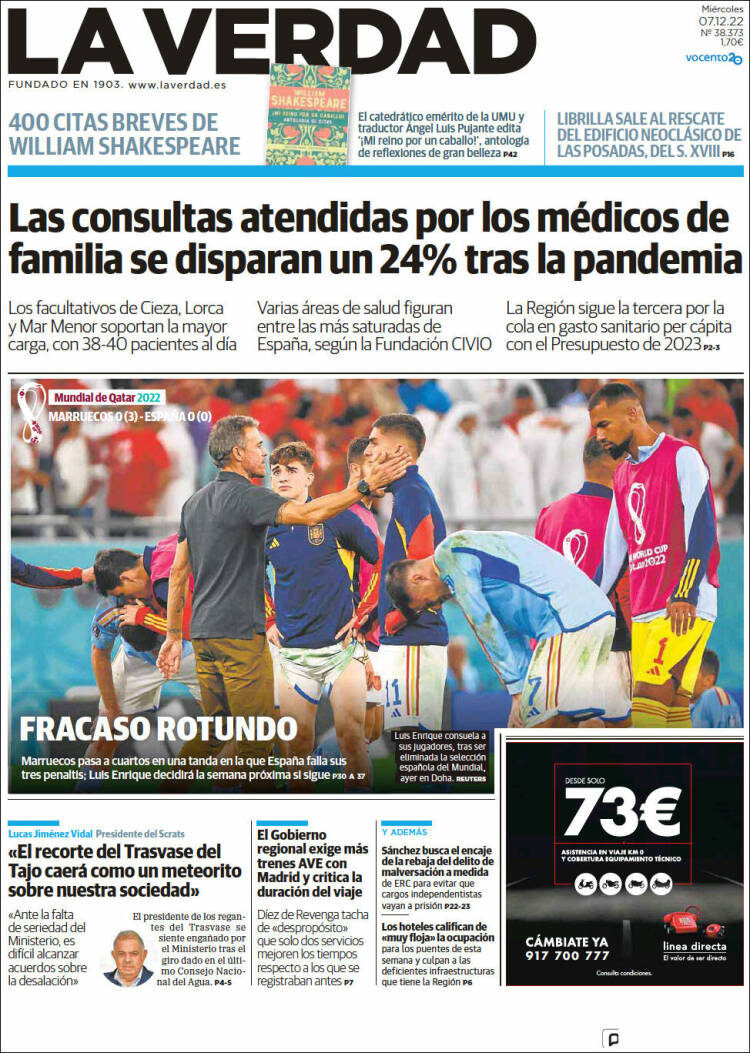 Portada de La Verdad de Murcia (Espa&ntilde;a)