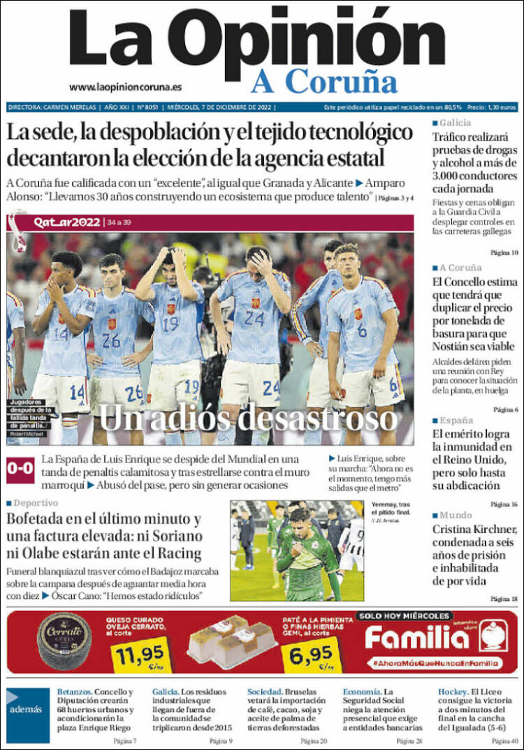 Portada de La Opinión de A Coruña (Espa&ntilde;a)