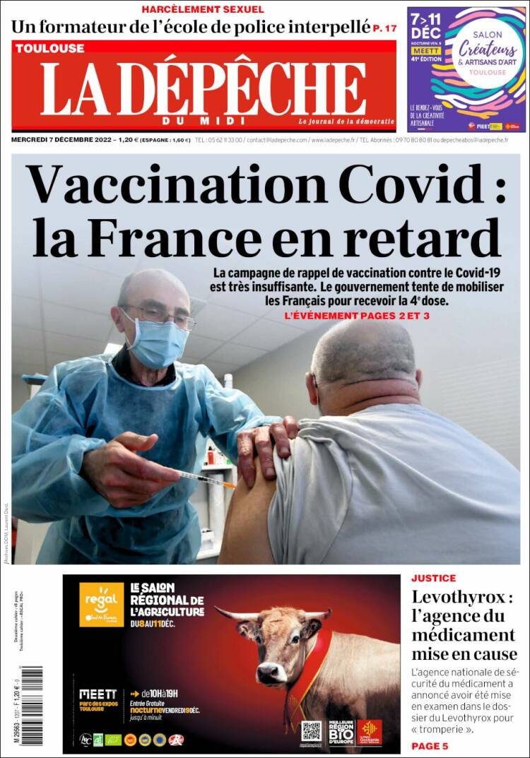 Portada de La Dépêche du Midi (Francia)
