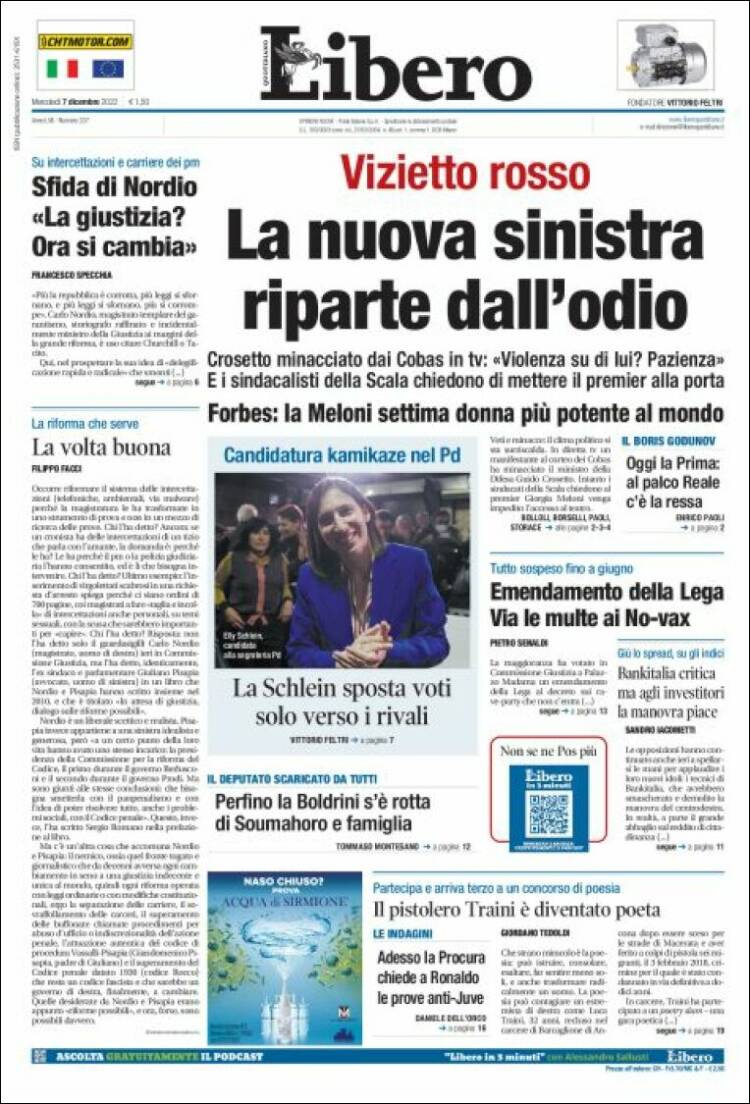 Portada de Libero (Italia)