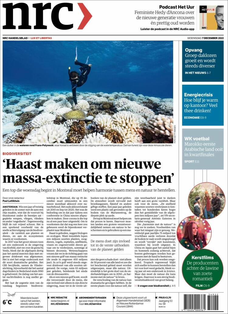 Portada de NRC Handelsblad (Pays-Bas)