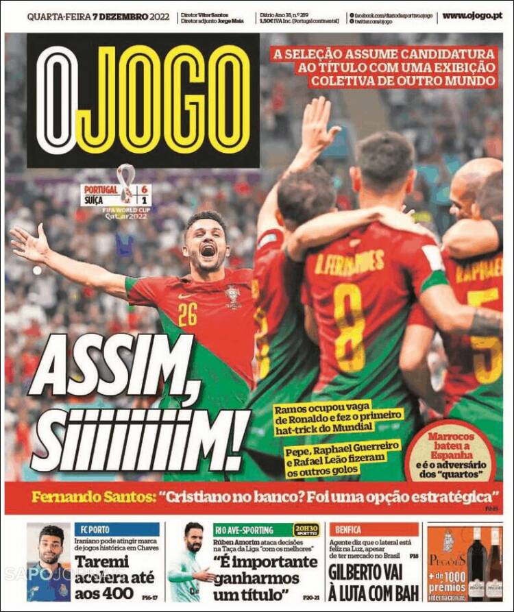 Portada de O Jogo (Portugal)