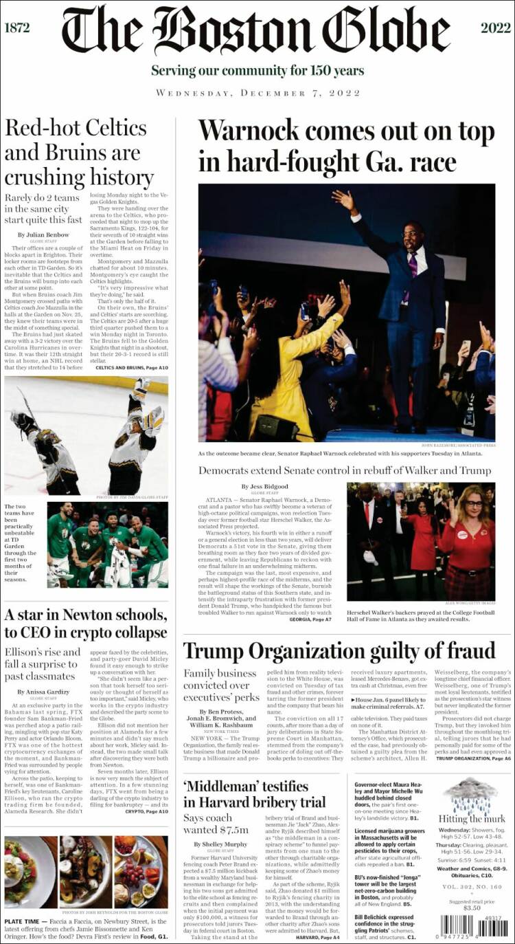 Portada de Boston Globe (États-Unis)