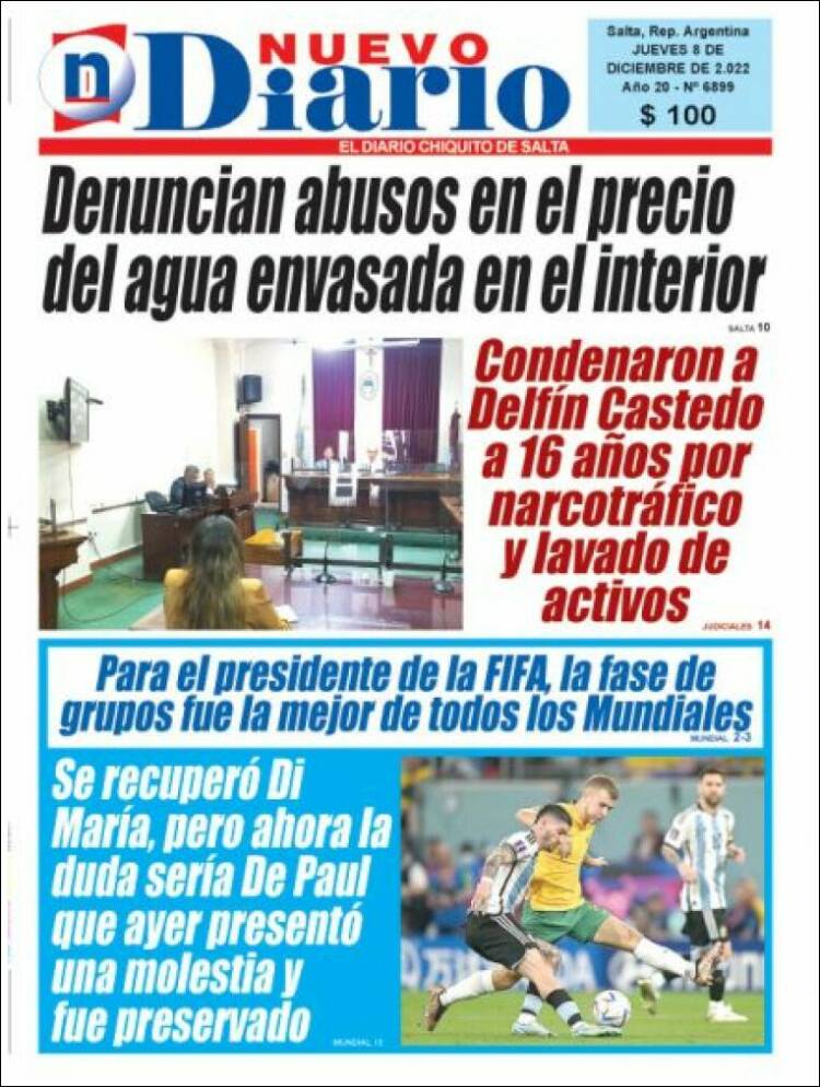 Portada de Nuevo Diario de Salta (Argentina)