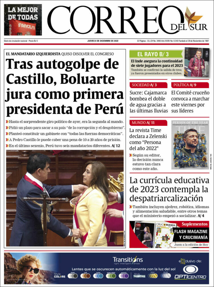Portada de Correo Sur (Bolivia)