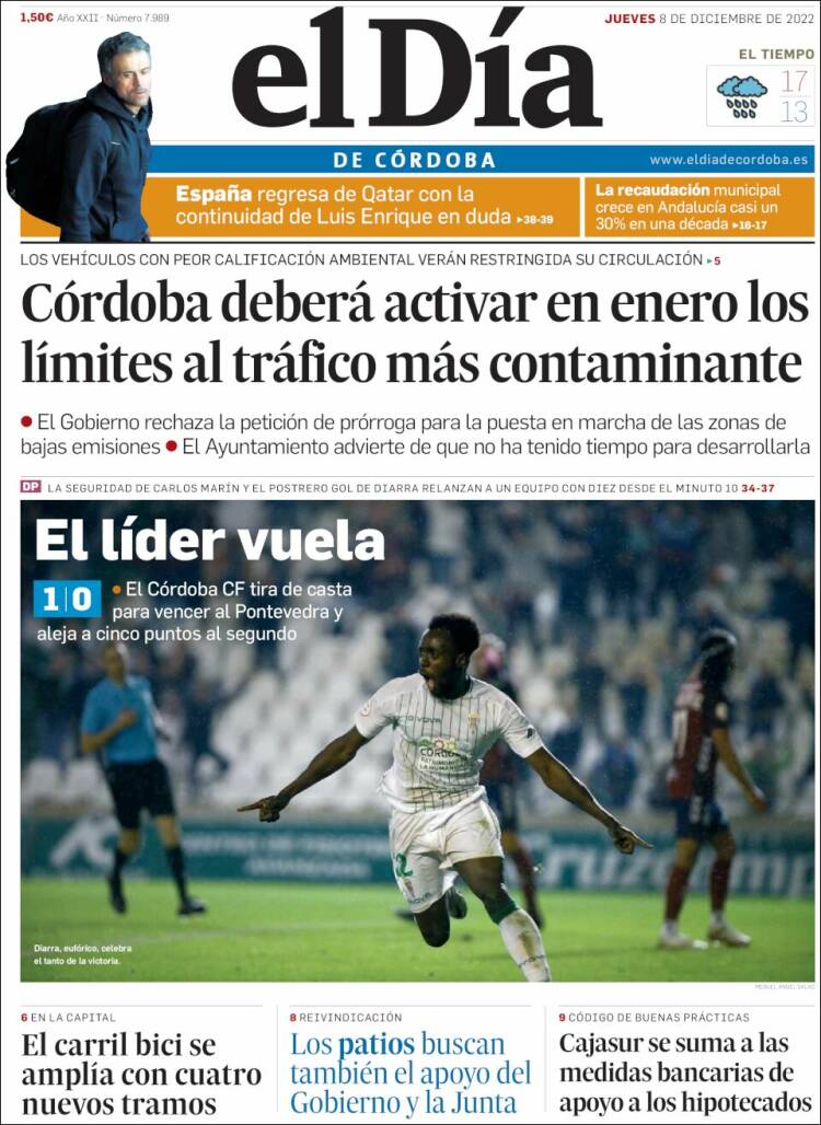 Portada de El Día de Córdoba (España)