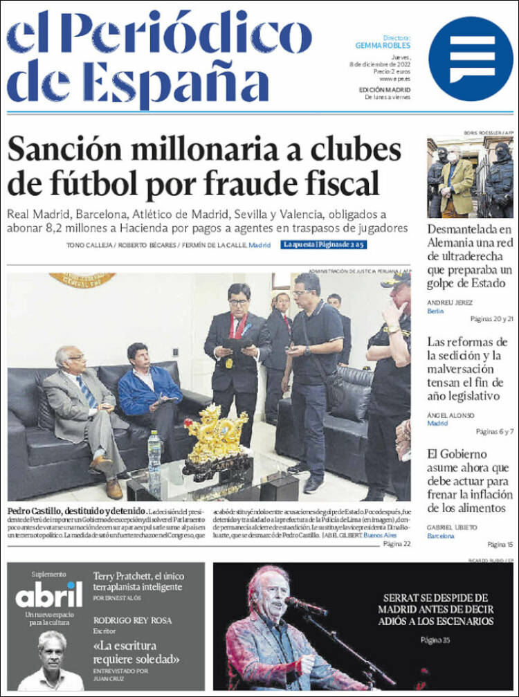 Portada de El Periódico de España (Spain)