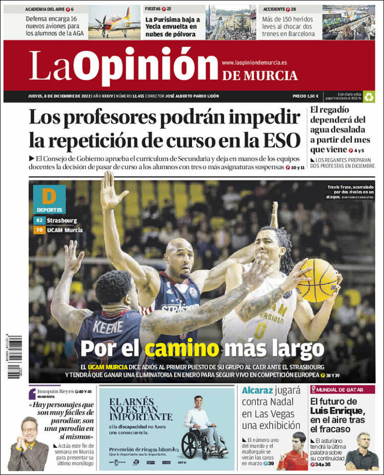 Portada de La Opinión de Murcia (España)