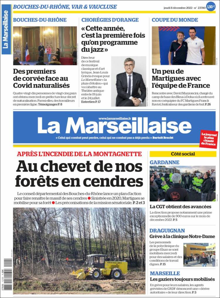 Portada de La Marseillaise (Francia)