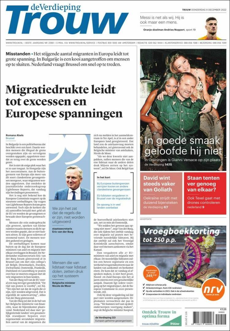 Portada de Trouw (Pa&iacute;ses Bajos)