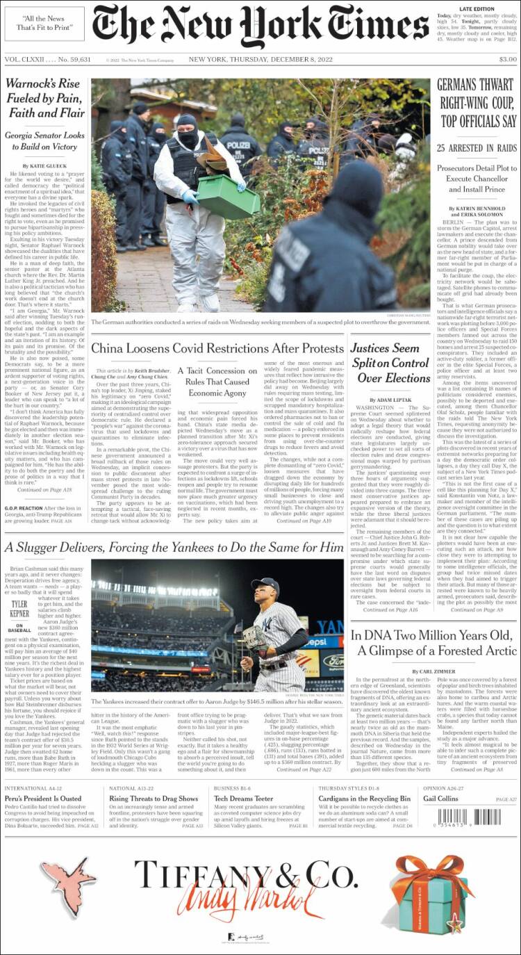periódico new york times usa periódicos de usa edición de jueves 8