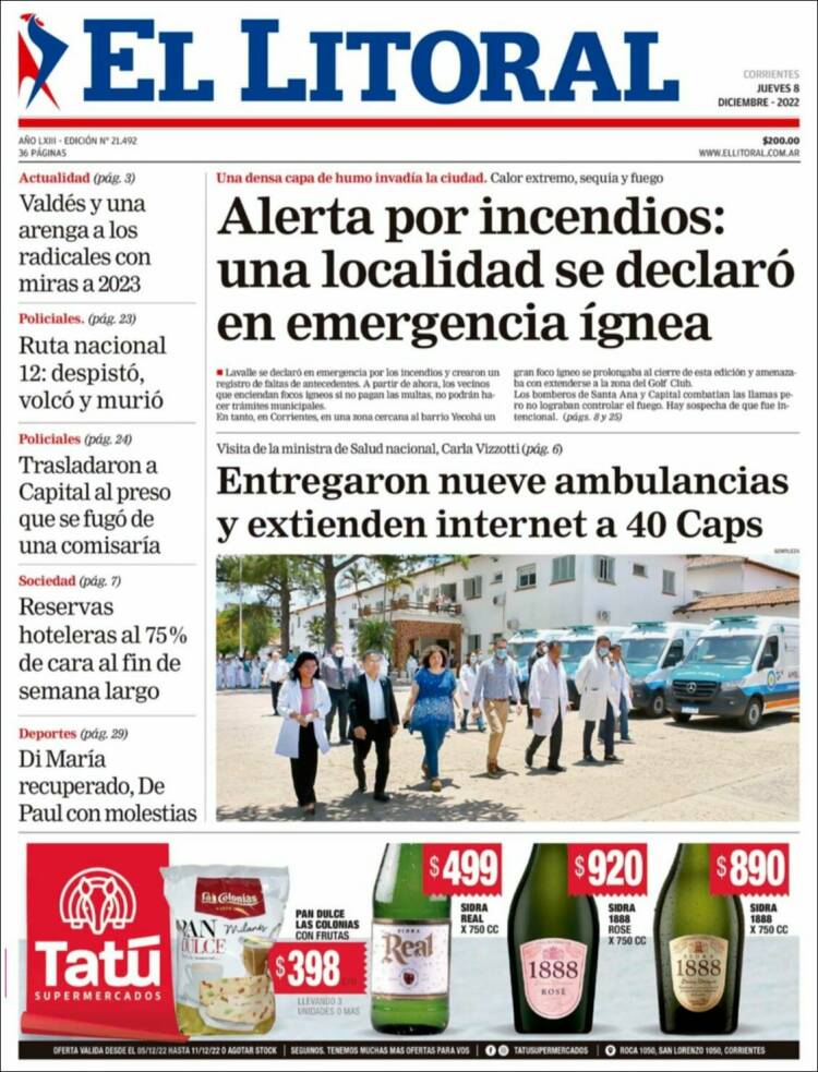 Portada de El Litoral Corrientes (Argentina)