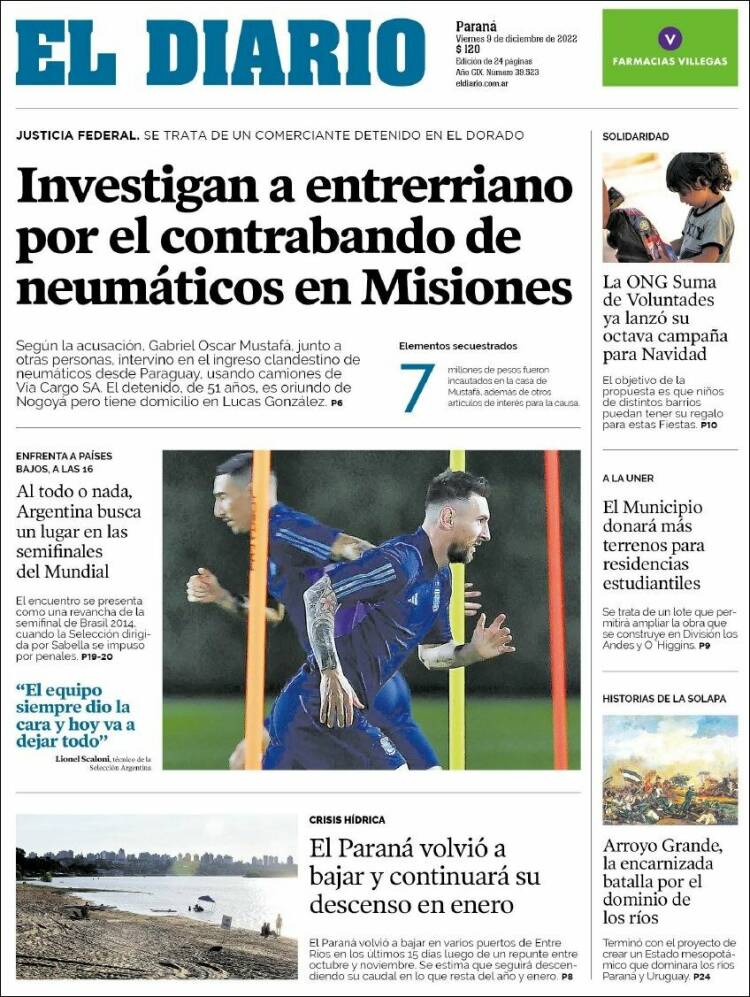 Portada de El Diario de Paraná (Argentine)