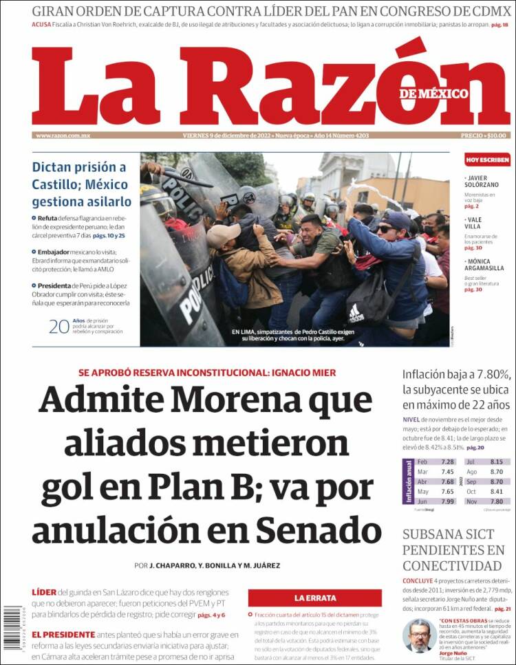 Portada de La Razón (Mexique)