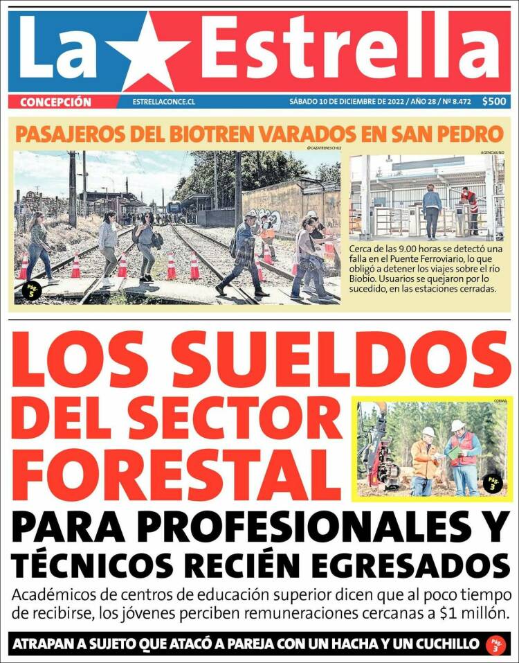 Portada de La Estrella de Concepción (Chile)