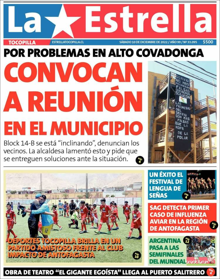 Portada de La Estrella de Tocopilla (Chile)