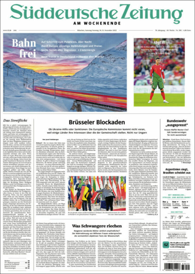 Portada de Sueddeutsche (Alemania)