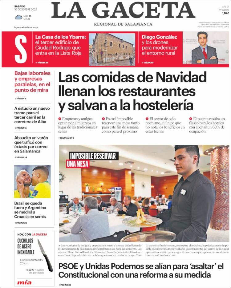 Portada de La Gaceta de Salamanca (Espa&ntilde;a)