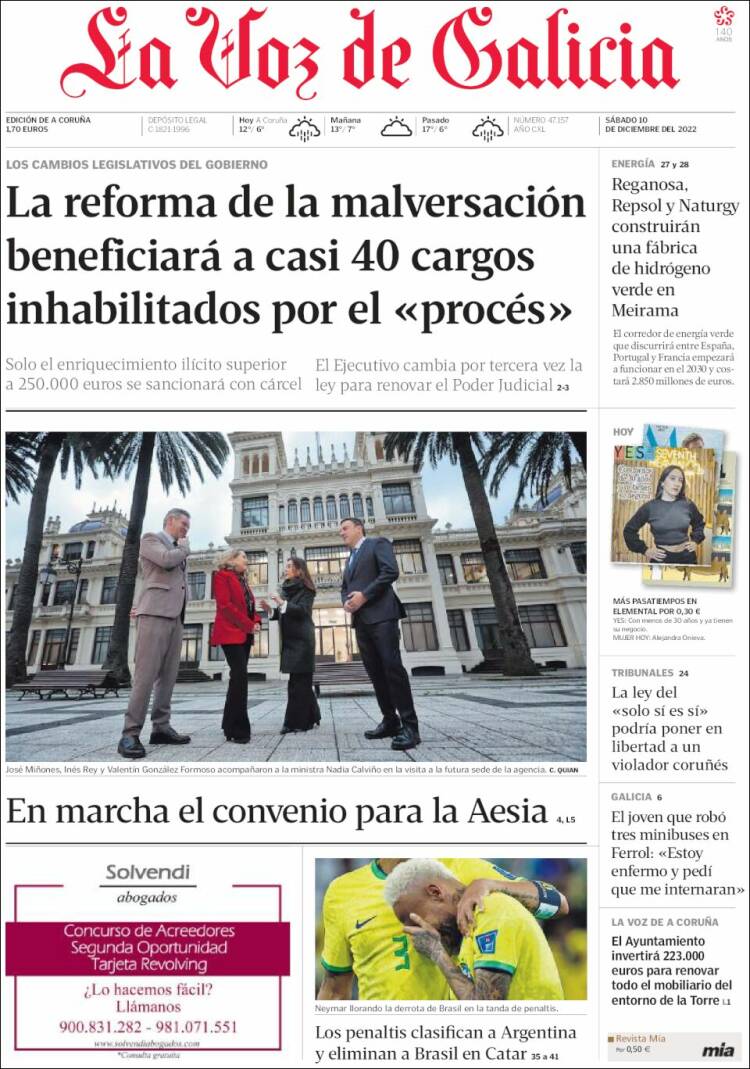 Portada de La Voz de Galicia (Espa&ntilde;a)